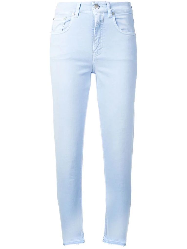 frayed slim fit jeans
