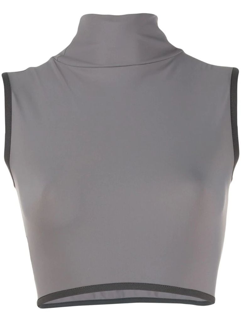cropped mock neck top