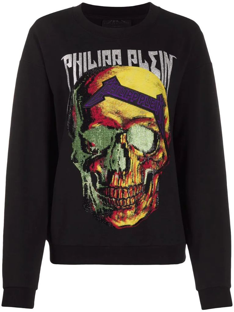 rhinestone logo skull sweatshirt