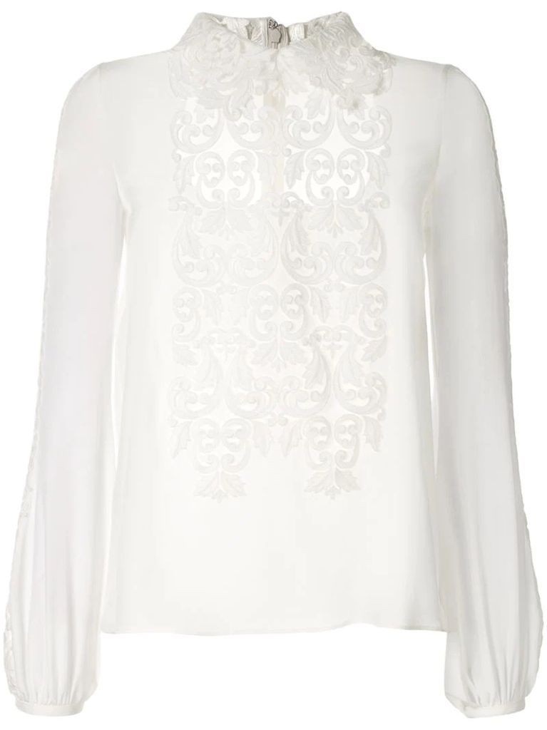 silk appliqué blouse