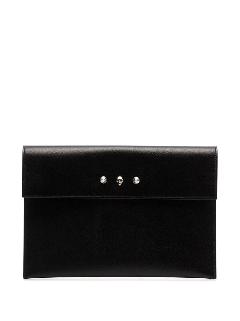 studded leather envelope clutch