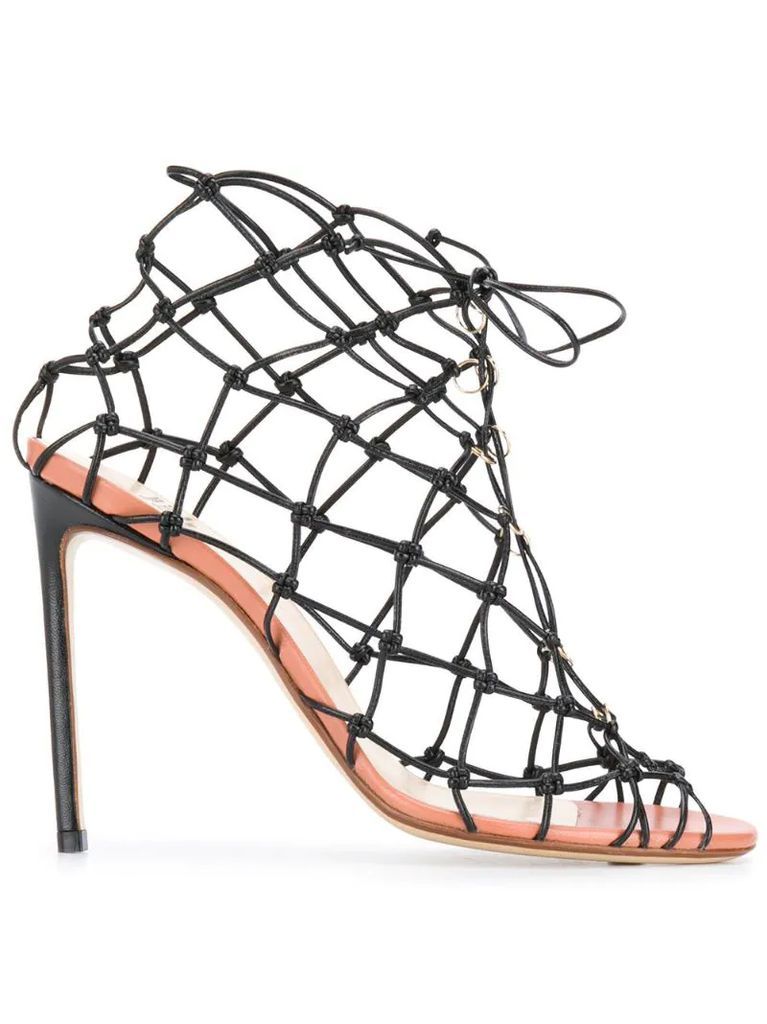 knotted fishnet sandals
