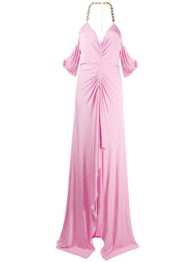 crystal accent evening gown