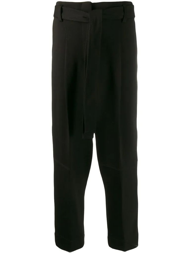 cropped tie front trousers