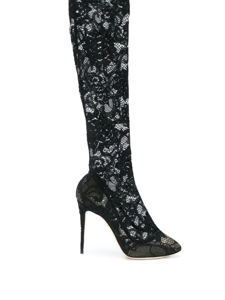lace knee-length boots