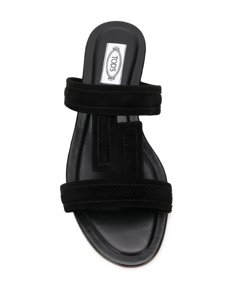 double T flat leather sandals