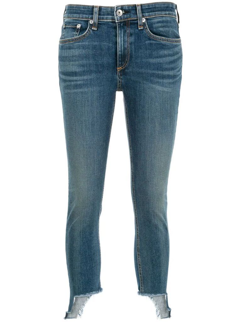 asymmetric skinny cropped jeans