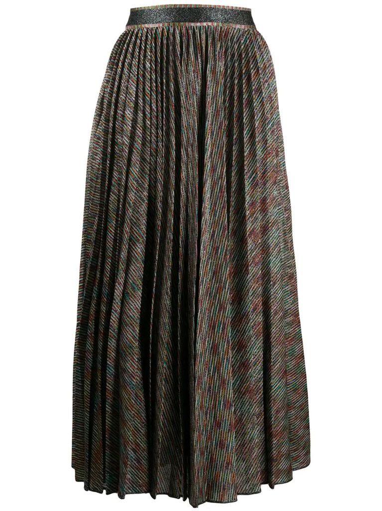 pleated striped knit skirt