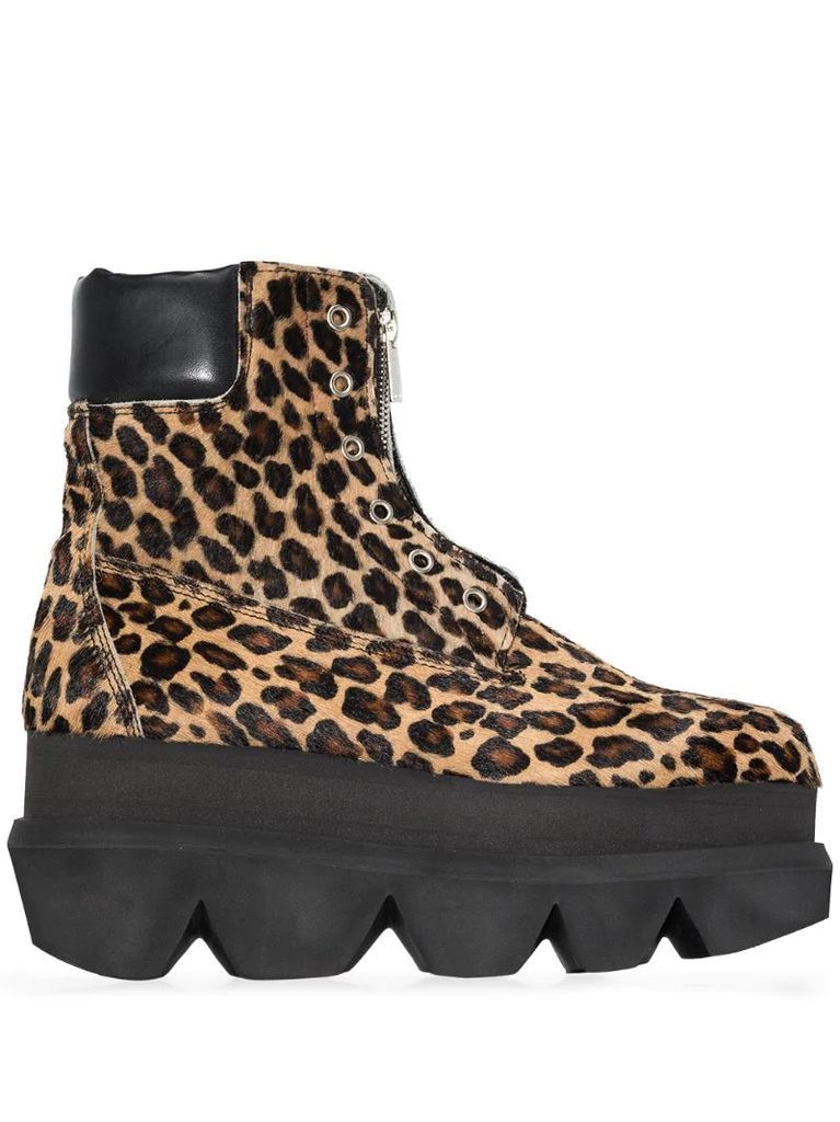 leopard-print ankle boots