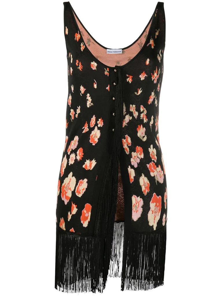 floral fringed sleeveless top