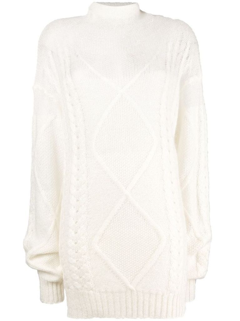 sheer cable knit sweater