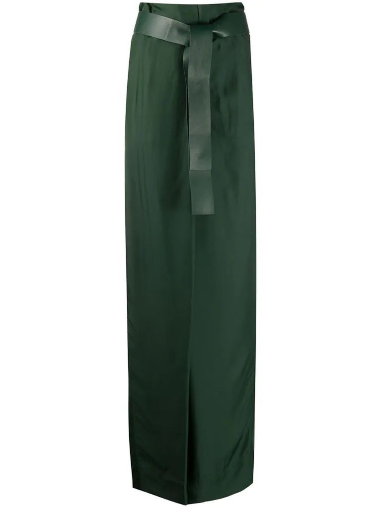 belted high-waist trousers