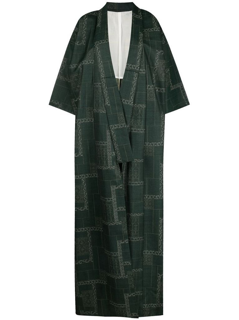 1970s geometric pattern kimono coat
