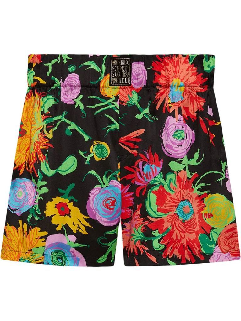 Ken Scott-print silk shorts