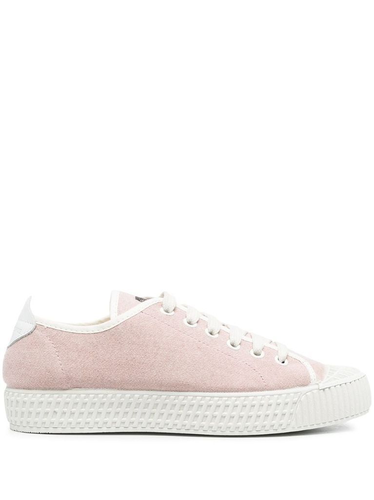 textured-sole cotton sneakers