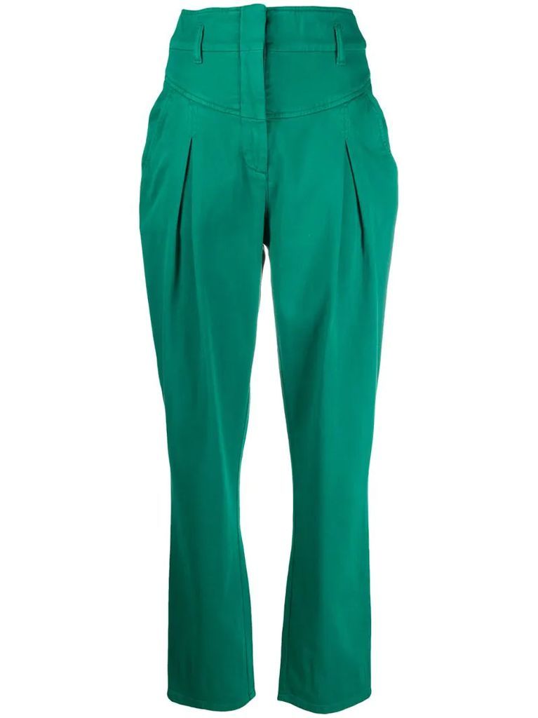 high-waisted cropped trousers