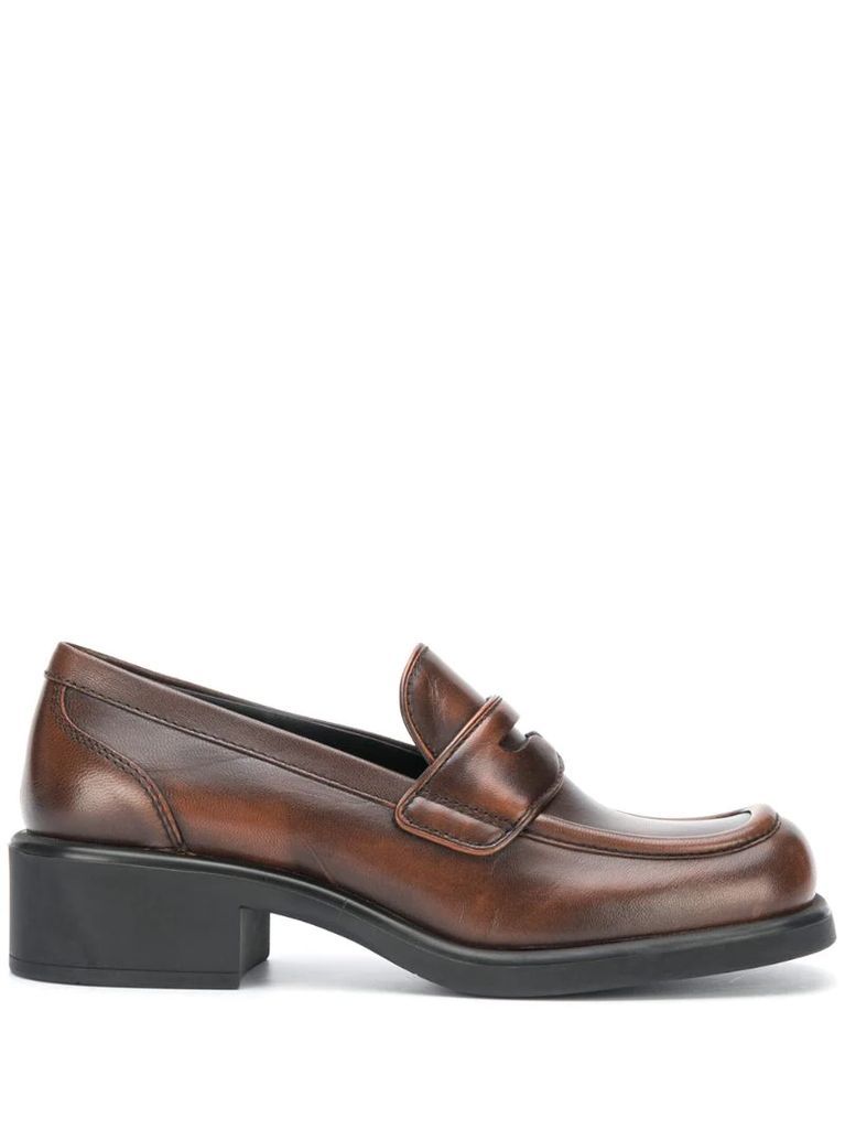 heeled leather loafers