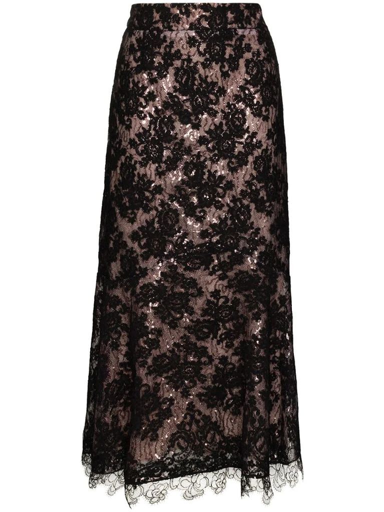 Marghera sequin-embellished lace skirt