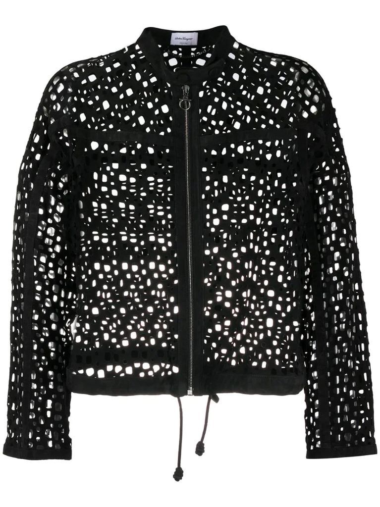 perforated front zip jacket