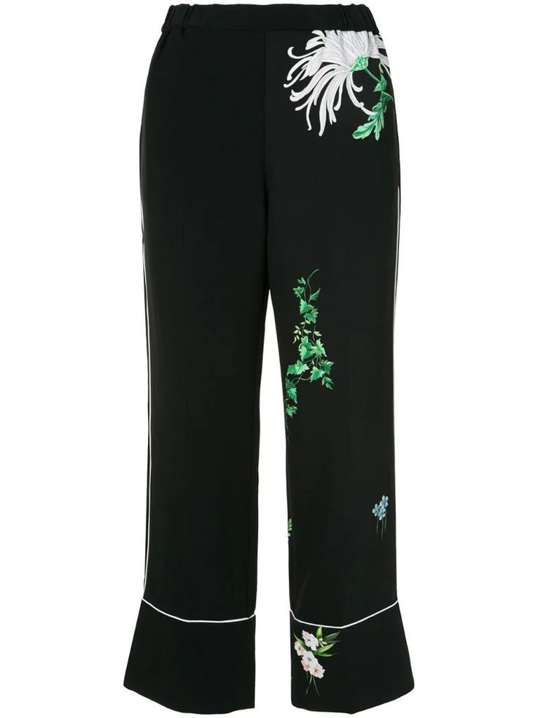 floral-print straight trousers