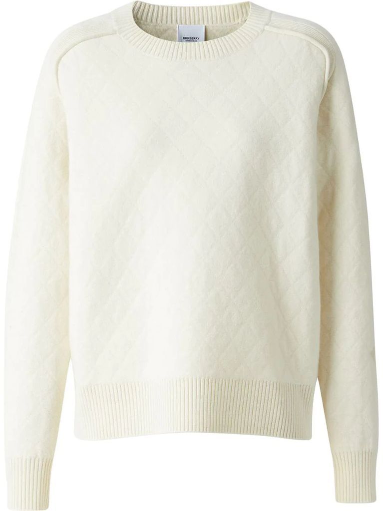 quilted fine-knit jumper