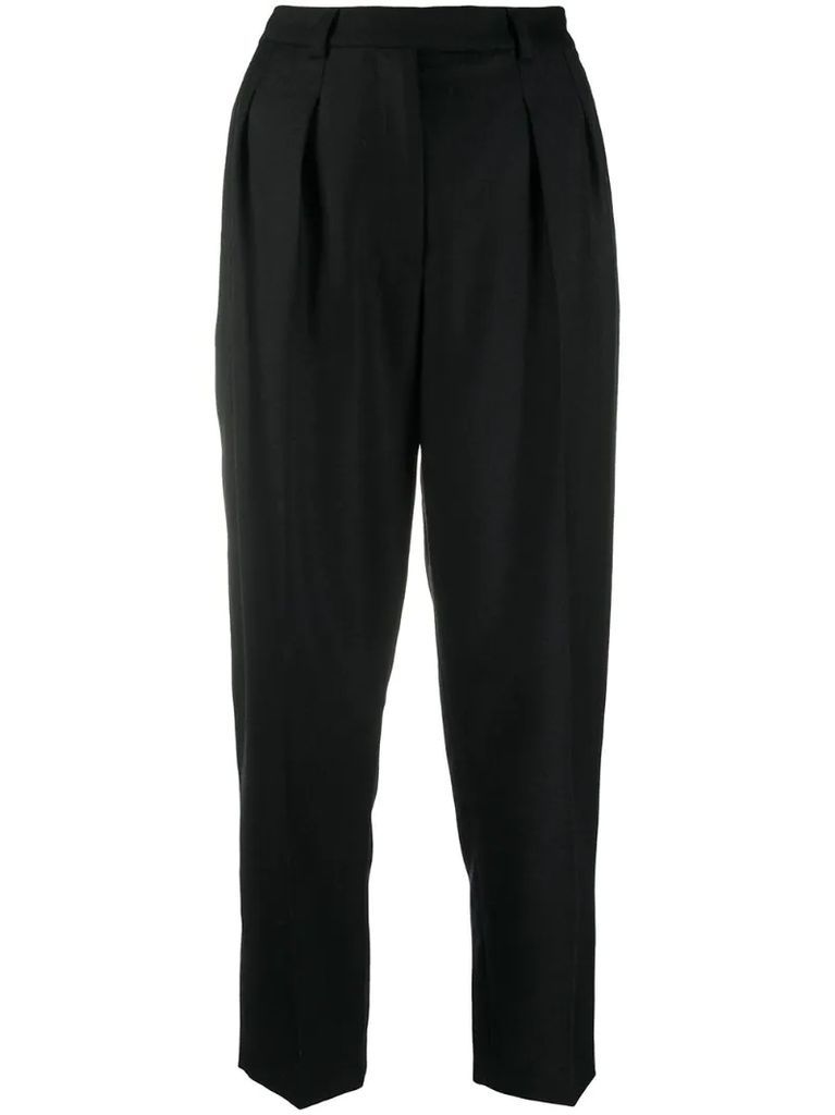 front-pleat cropped trousers