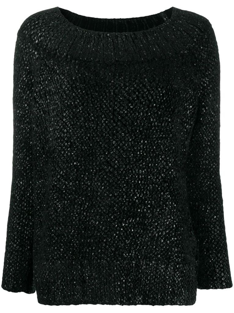 boat-neck knitted jumper