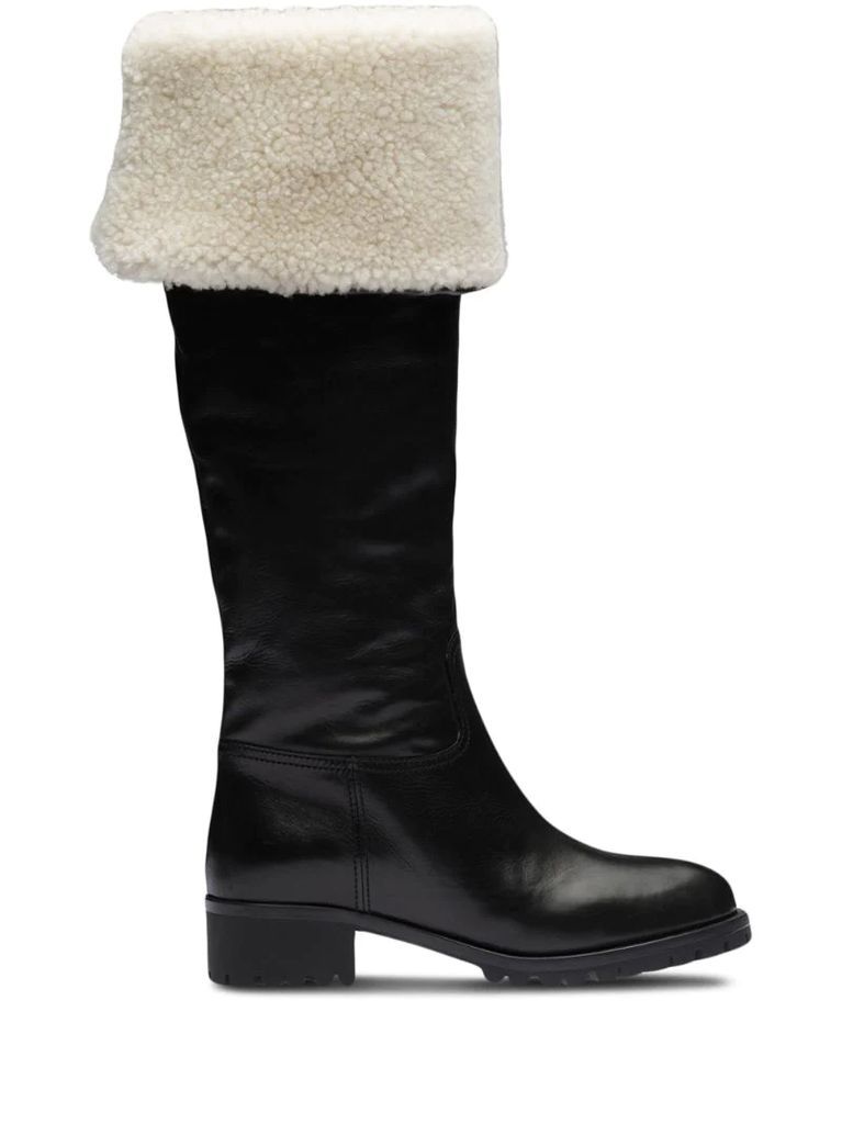 knee-length shearling boots