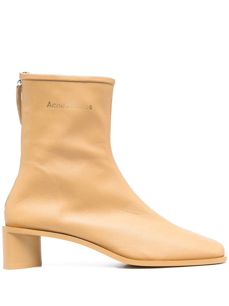branded leather ankle boots