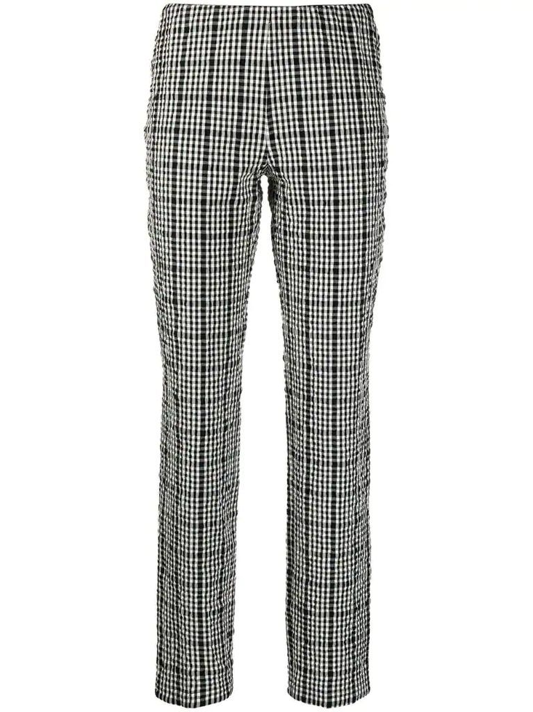 checked slim-fit trousers
