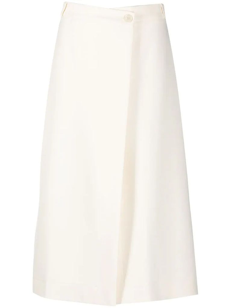 A-line mid-length wrap skirt
