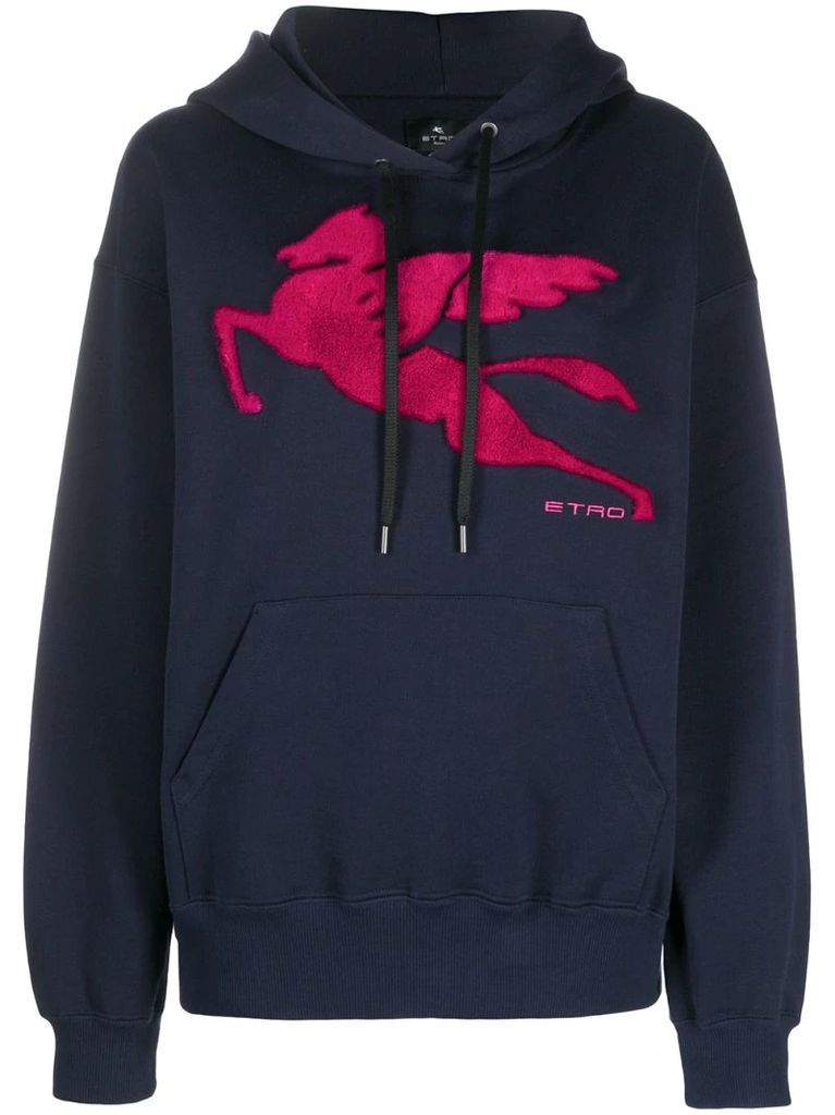 embroidered logo long-sleeved hoodie
