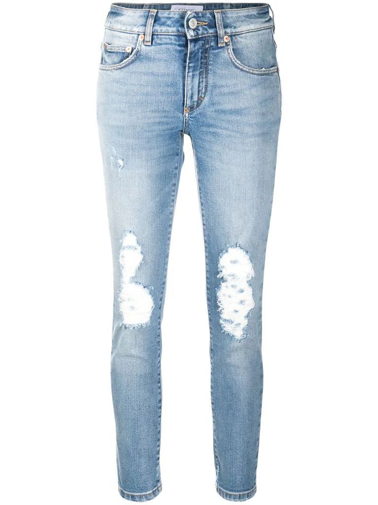 ripped mid-rise skinny jeans