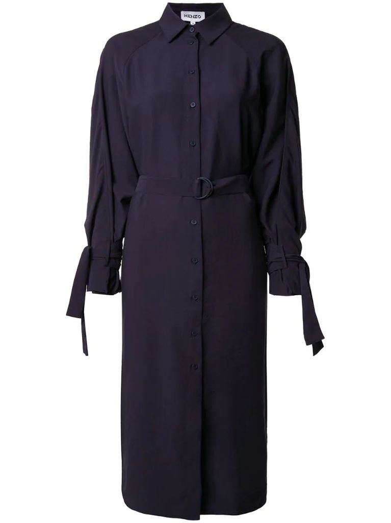 belted shirt dress with cape detail