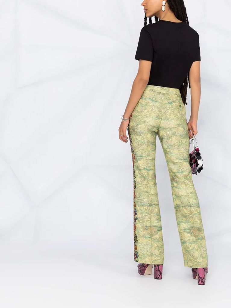floral pattern flared trousers