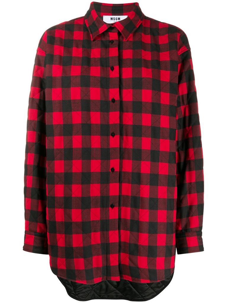 plaid button-front shirt