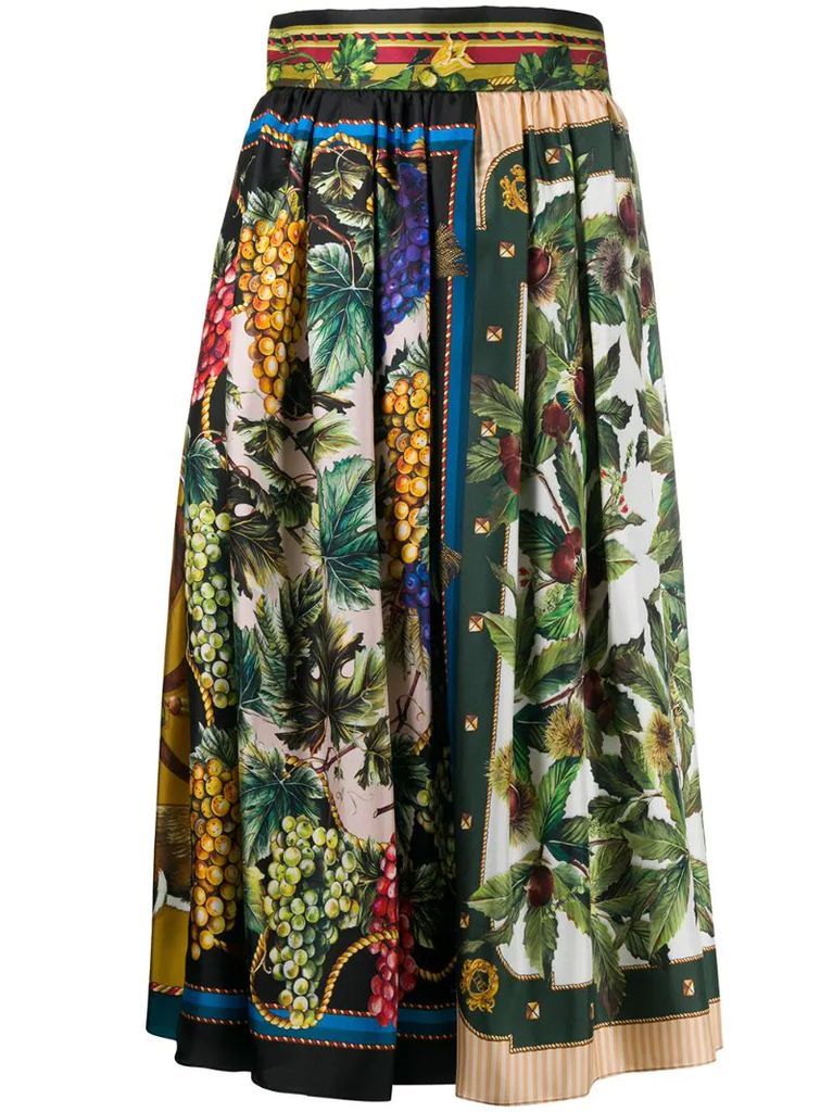 autumn-print twill skirt