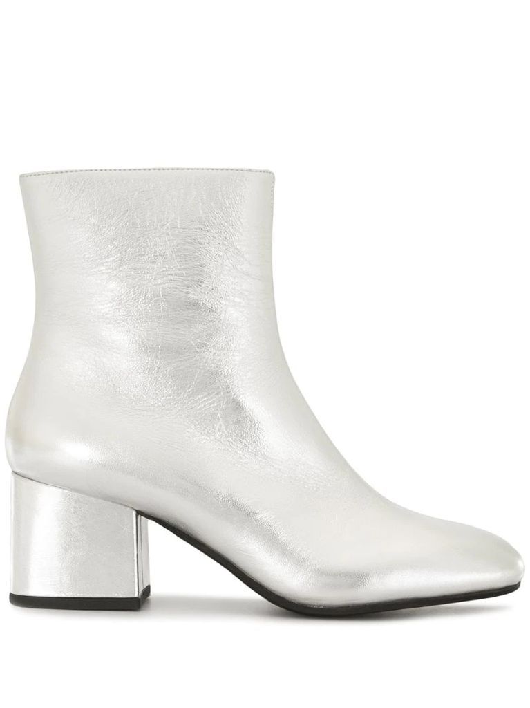 metallic square-toe ankle boots