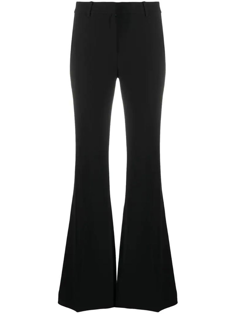 flared mid-waist trousers