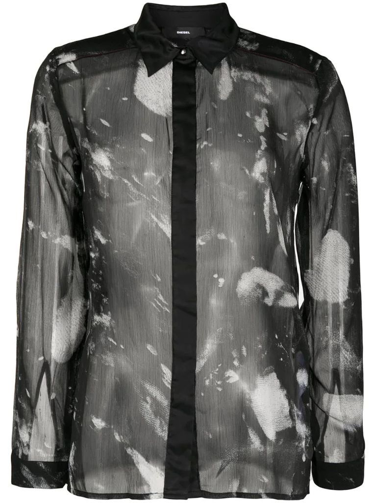 smudge print sheer shirt