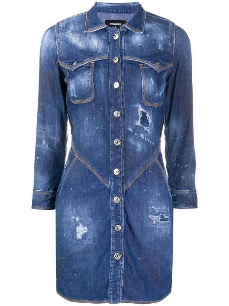 distressed denim shirt dress