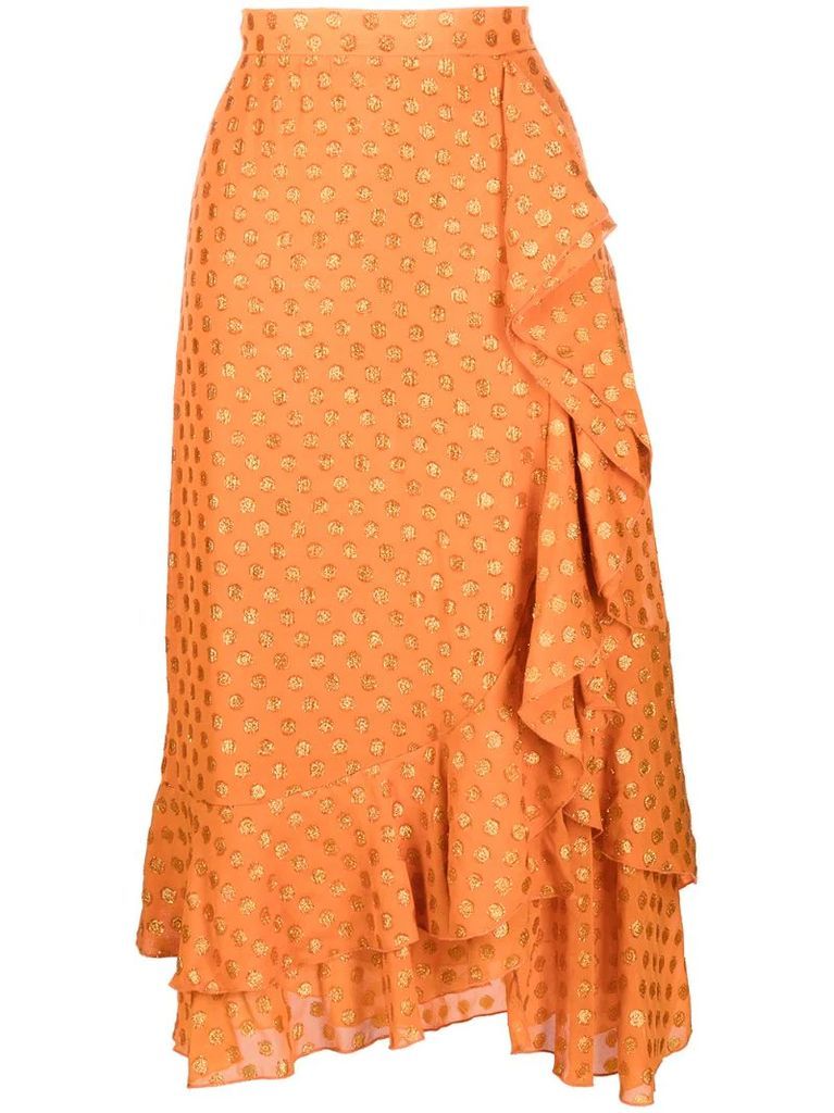 embellished asymmetric midi skirt