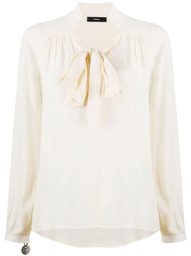 pussy-bow long sleeve blouse