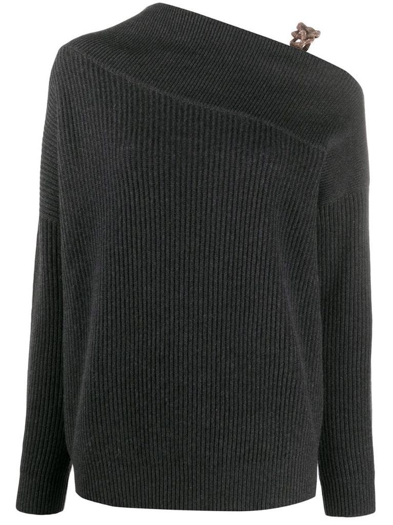 metal embellished cashmere jumper