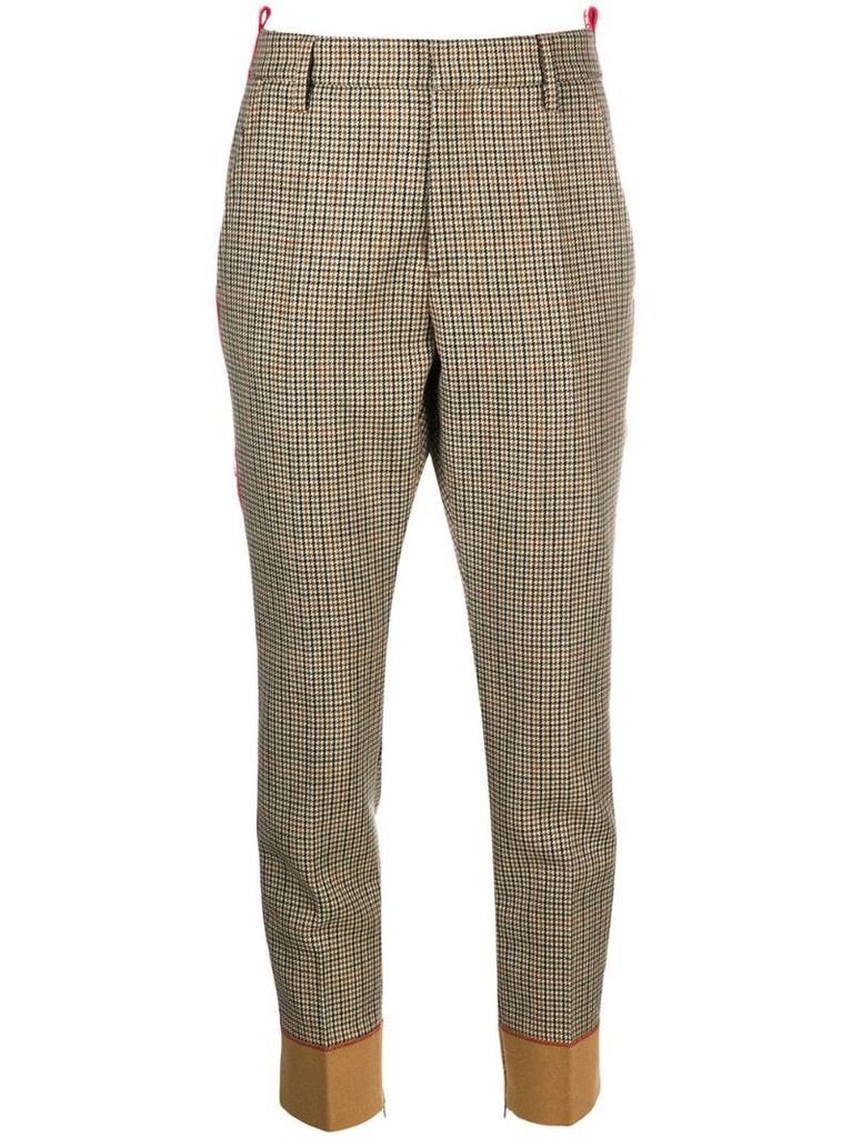 logo tape checked trousers