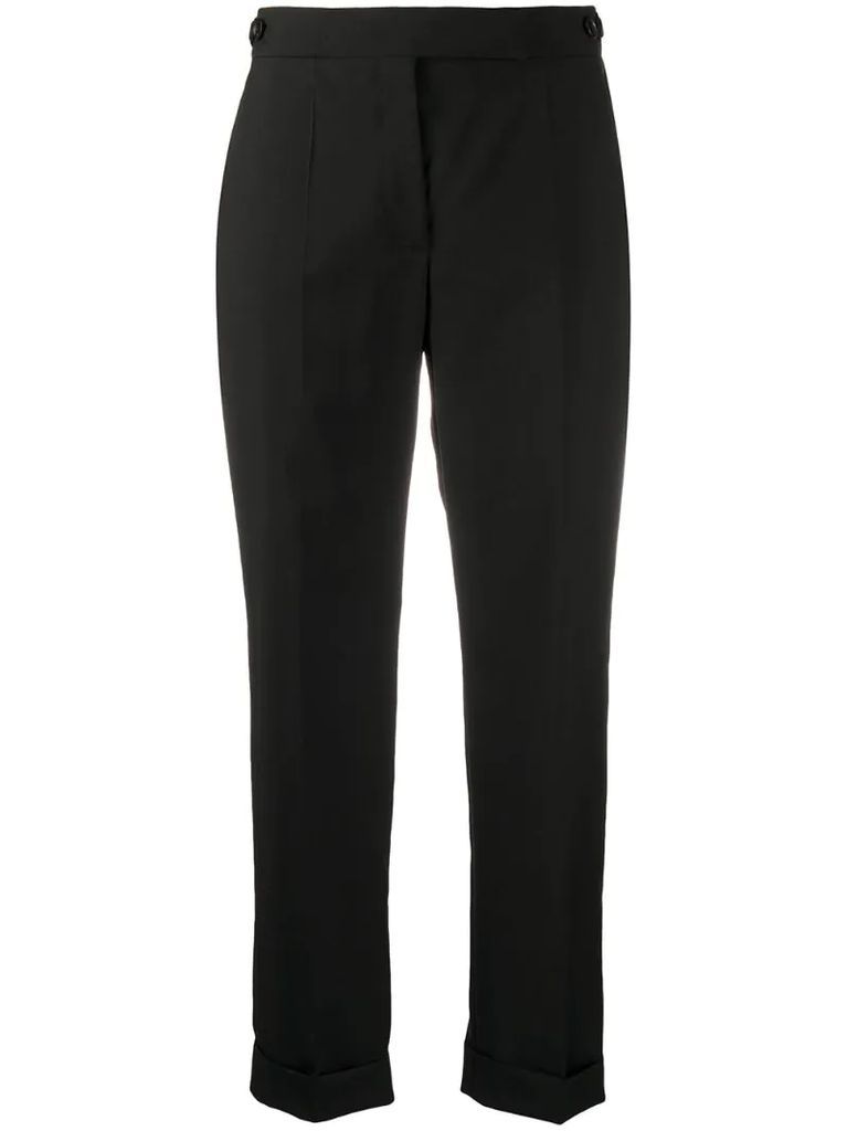 turn-up hem tapered trousers