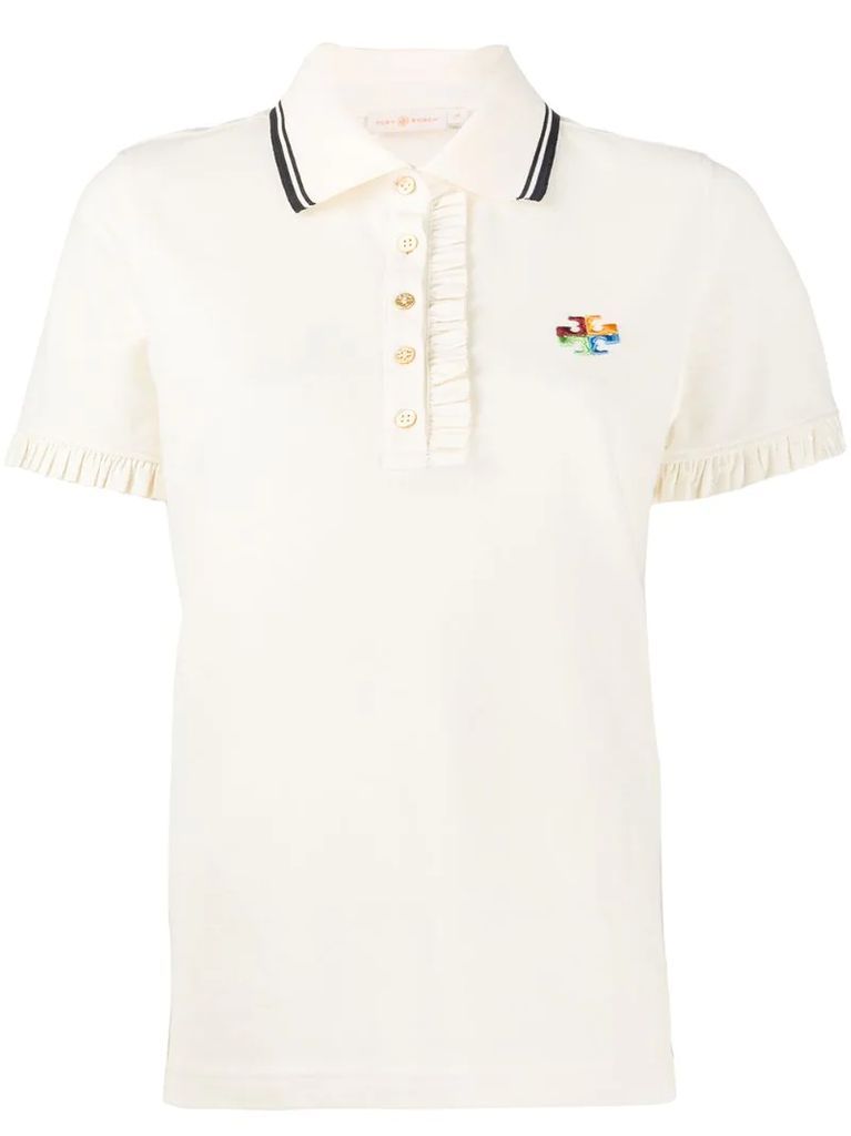 ruffle trim polo shirt