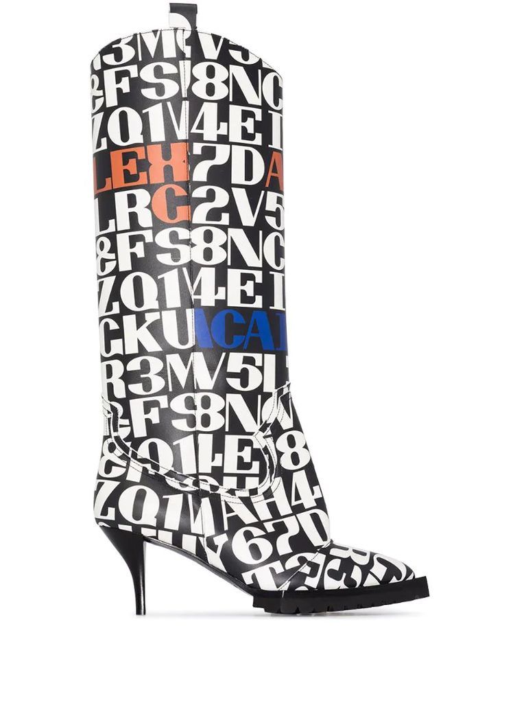 text print 60mm western boots
