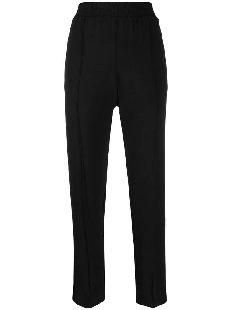 high-waisted slim-fit trousers