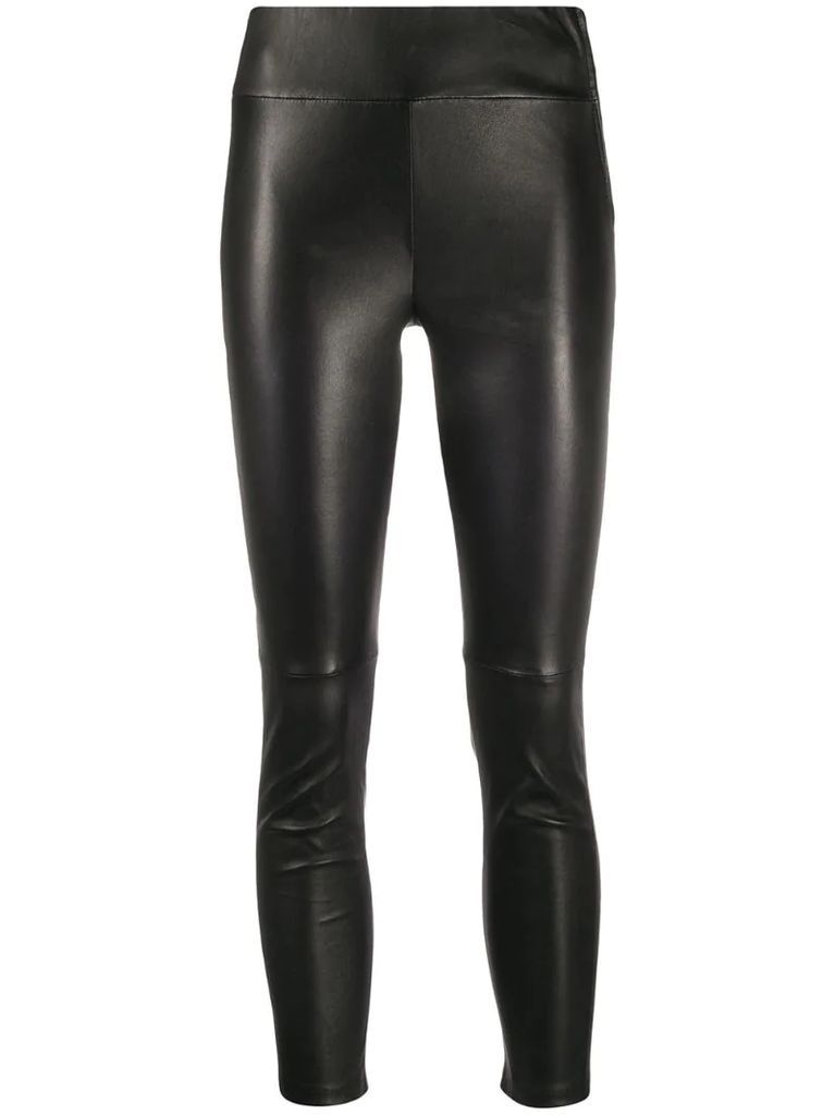 cropped grained-effect leggings
